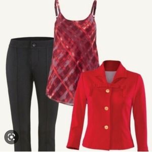 CAbi Red Cherish Camisole Tank Top Womens Large Style 3086 Adjustable Straps
